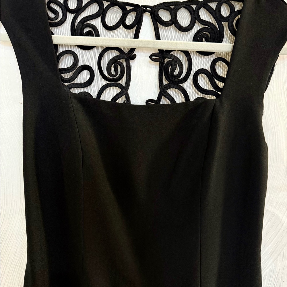 Laundry by Shelli Segal Black Scroll Mesh Sheath Dress 10 Career Evening NWOT